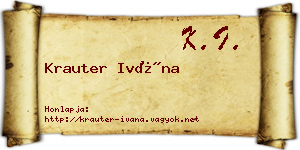 Krauter Ivána névjegykártya